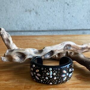 Black Rhinestone Cuff Bracelet